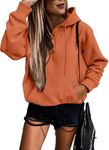 SHEWIN Womens Hoodies 2024 Casual Long Sleeve Solid Lightweight Hoodie Pullover Trendy Button Loose Hooded Sweatshirt Fall Tops for Teen Girls,US 24-26(3XL),Orange