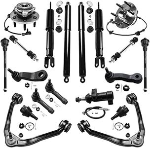 Detroit Axle - 19pc Front End Kit for Silverado Sierra Suburban Yukon XL 1500 Tahoe Upper Control Arms Ball Joints Sway Bars Tie Rods Wheel Bearing Hubs Replacement Front Rear Shock Absorbers