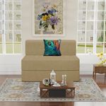 Dr Smith Sofa Cum Bed Sofa | Single Seater, Sofa Bed 3 X 6 Feet | Folding Sofa Bed, Sofa Cum Beds for Living Room, Flipper Single Seater Sofa with Cushions Jute Fabric - Golden