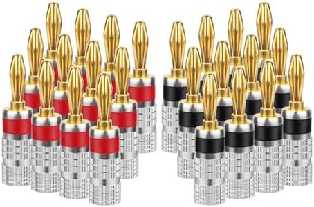 Speaker Banana Plugs 12 Paris/24 Pcs,24k Gold Dual Screw Speaker Connector for Speaker Wire, Wall Plate, Home Theater, Audio/Video Receiver and Sound Systems