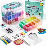 INSCRAFT Fuse Beads, 33000pcs Fuse Beads Kit for Kids, 33 Color 5MM Iron Beads Set with 150 Patterns, 8 Pegboards, 15 Ironing Paper, 6 Tweezers, 85 accessories, Craft Kits Gifts for Birthday Christmas