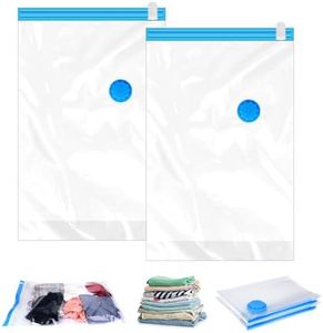 2Pack Vacuum Storage Bags for Clothes, 50x70cm Space Saver Vacuum Cubes Packing Bags, Travel Essentials Sealer Compression Bags, Storage Bags Vacuum Sealed for Travel Clothes Pillows Blankets Storage