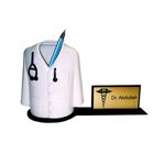 Galaxy Print Creations Polycarbonate Personalized Doctor Coat Pen Stand- Name Engraved. For Doctors, Surgeons, Medico, Dr. & Medical Aspirants Pencil Pen Holder, White