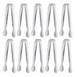 10 Pack Small Ice Tongs Sugar Tongs, Stainless Steel Mini Serving Appetizers Tongs for Party Coffee Tea Wine Bar Kitchen (Silver)