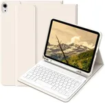 BQDIYOO Case for iPad 10th Generation with Keyboard, 10.9 inch iPad 10 case 2022 with Pencil Holder, Wireless Keyboard Case Slim Lightweight Soft Case Auto Wake Sleep, White