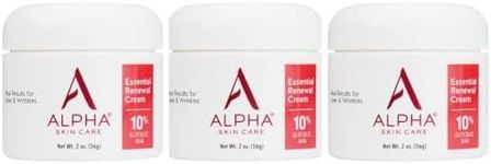 Alpha Skin Care Essential Renewal Cream, 10% Glycolic AHA, Anti-Aging Formula, Reduces Lines & Wrinkles, Hydroxy Acid Exfoliates for Smoother Skin, Normal, Sensitive or Dry Skin, 2 Oz, Pack of 3