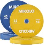 Mikolo Olympic Bumper Plates & Barbell Plates 2-Inch Weight Plate Set - Steel Insert, Low-Bounce & Quiet for Home Gym Strength Training (35+45LB Set)
