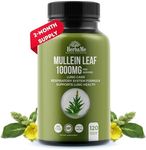 HerbaMe Mullein Leaf Capsules, 120 Count, 1000mg, Lung Care, Herbal Supplement Supports Respiratory Function Health & Mucous Membranes, Mucus Relief, Detox Lung Cleanse Support Helps to Quit Smoking