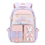 WYCY Backpack for Girls Backpack Cute Quicksand Refrigerator Door School Bag Large Capacity Kawaii School Backpack (Purple)