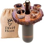 Divit Genuine Viking Drinking Horn Shot Set | Authentic Medieval Beer Drinking Horn | Horn Cup/Stein & Burlap Gift Sack Included (Horn Shot Set of 5)