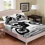 Erosebridal Dirt Bike Bedding Sets Full Size, Motocross Racer Fitted Sheet Extreme Sports Game Bed Cover for Teens Boys Girls Teens Young Man Adult Bedroom Decorative, with Deep Pocket No Top Sheet