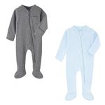 HahaNice Tiny Baby Clothes Neutral Zip Sleepsuits Newborn Babygrow Footed Pajamas Rompers Babies 0-3 Months Grey/Blue