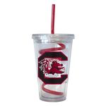 Boelter Brands NCAA South Carolina Fighting Gamecocks Tumbler with Swirl Straw, 16-ounce