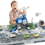 deAO Airplane Toys for Kids with Trucks, Helicopter, Planes, Signs, Fire Trucks Race Cars and Airport Playmat, Great Military Toys for 3 4 5 6 Boys Girls Kids