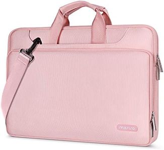 MOSISO 360 Protective Laptop Shoulder Bag Compatible with 17-17.3 inch Dell XPS/HP Pavilion/Ideapad/Acer/Alienware/HP Omen, Matching Color Sleeve with Belt, Pink