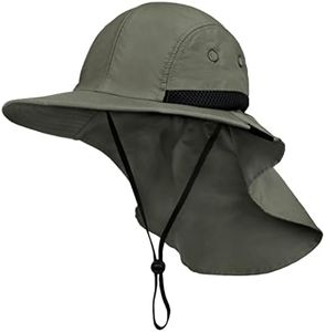 SUN CUBE Mens Fishing Hat with Neck Flap for Men | Sun Hat with Wide Brim for Hiking Safari Hat with Neck Cover for Outdoor Sun Protection UPF50+ | Olive