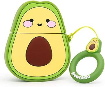 Yonocosta Cute Airpods Case, Airpods 2 Case, Funny 3D Cartoon Fruit Avocado Case, Soft Silicone Full Protection Shockproof Charging Case Cover with Keychain Airpods 1&2 case for Kids Girls Boys Women