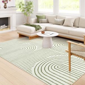 Lahome Abstract Washable 8x10 Rug, Non-Slip Soft Bedroom Rugs Stain Resistant, Ultra-Thin 8x10 Rugs for Living Room Easy Clean Rainbow Green Rug Accent Carpet for Dining Room Office(8x10ft,Green)