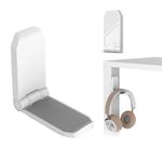 Adhesive Desk Headphone Hanger, PC Gaming Headset Holder Stand, Adhesive Holder Mount for Wall, Foldable Headphones Hook Mount Under Desk - White