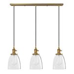 PathsOn Industrial Vintage Loft Bar Chandelier Bell Clear Glass Globe Shade Three Lights Hanging Ceiling Pendant Light Lamp Fitting