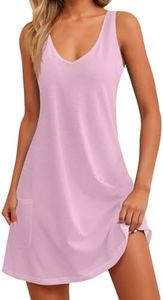 Womens Summer Dresses 2025 Casual V Neck Sleeveless Sundresses Flowy Beach Boho Tank Dress with Pockets