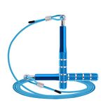 Wastou Jump Rope, Speed Jumping Rope for Training Fitness Exercise, Adjustable Adults Workout Skipping Rope for Men, Women, Kids, Girls (Blue)