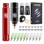 Dragonhawk Complete Tattoo Pen Machine Kit Atom M3 Gun 40Pcs Cartridges Needles Power Supply Set 340-5P