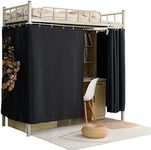 Teanea Adult Bunk Bed Curtains for Bottom Blackout Privacy Underbed Curtains for High Loft Bed, 2 Panels, Black