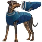 Zip Up Dog Coat Waterproof, Dog Warm Jacket Thermal Dog Coat Outdoor Dog Winter Clothes Apparel for Cold Weather Dog Cozy Cotton Vest Dog Zipper Coat with Plush Neckline(Dark Green, L)