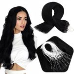 Full Shine Pre-bonded Hair Extensions Micro Loop Hair Extensions Human Hair Beads 20 Inch Color 1 Jet Black Hair Extensions Fish Line Hair Beads Fusion Hair Extensions