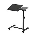 Portable Tilting Mobile Laptop Computer Desk -OZHOMY Height-Adjustable from 23"-36" 360° Swivel Lockable Casters Laptop Cart Sofa Overbed Table for Living Room, Bedroom and Office (Black)