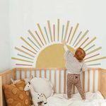 Pumkins Boho Half Sun Wall Sticker Large Wall Decal Sunshine for Nursery Kids Room Playroom D�cor Home D�cor Classroom Bedroom