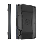 The Ridge Minimalist Slim Wallet for Men - RFID Blocking Front Pocket Credit Card Holder - Aluminum Metal Small Mens Wallets with Cash Strap (Hex Ridge, Gunmetal)
