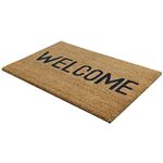 JVL Heavy Duty Welcome PVC Backed Coir Entrance Door Mat, Vinyl, Brown, 33.5 x 60 cm