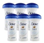 Dove, Deodorant Stick Moisturizing Cream Mushroom – Original - 50 ml (Pack of 6) Deodorant Womens Roll On Deodorant Womens Antiperspirant Women