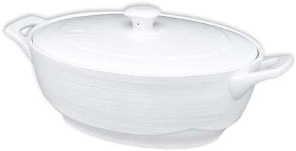 jinsongdafa Casserole Dish with Lids,1.9 Quart French White Ceramic Tureens, 12.1x7.3 Baking Dish, Serving Tureen Soup, for Casseroles, Lasagna Cookware Set, Microwave, Oven Safe