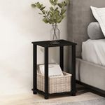 Furinno Compact Bedside Table, Nightstand, Engineered Wood, Espresso/Black, 13.4" x 11.5"