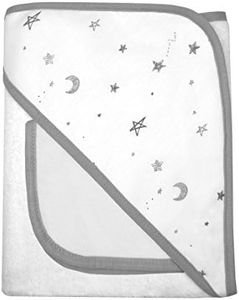 American Baby Company Terry Hooded Towel Set made with Organic Cotton, Grey Stars and Moon, for Boys and Girls