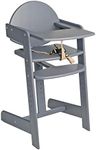 Safetots Grow with Me Wooden High Chair, Grey, Highchair for Baby and Toddler, converts to a Childs Chair, Stylish and Practical