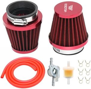 YWLUWEI 2pcs 50mm Motorcycle Air Filter with Fuel Valve Switch Fuel Filter and Fuel Hose Replacement for Moped Dirt Pit Bike ATV Scooter Motorcycle (Red, 50mm)