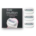 Wilkinson Sword Intuition 2in1 Soap & Shave Nourishing Razors for Women, Built-in Vegan Soap, 3 Women's Razor Blade Refills