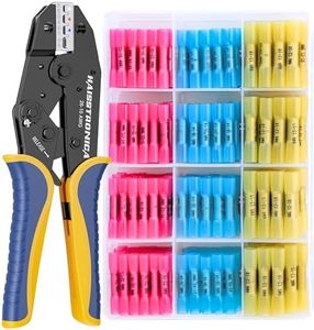haisstronica Crimping Tool for Heat Shrink Connectors HS-8327 with 200PCS Marine Grade Heat Shrink Butt Connectors of Tinned Red Copper AWG 22-10