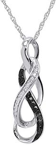 Black and White Diamond Infinity Pendant-Necklace in Sterling Silver