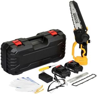 Oppsbuy 8/6 inch Mini Chainsaw, 21V Portable Cordless Chainsaw with Safety Lock, 6000r/min Brushless Motor for Tree Branch Cutting, Pruning, Gardening (2 Chains + Tool Kit Included)