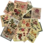 Cotrida 60pcs Vintage Postage Stamp Stickers, Aesthetic Botanical Deco Paper Sticker for Scrapbooking, Journaling Supplies, Planners, DIY Art Crafts, Bullet Journal Ephemera