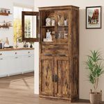 GAOMON Kitchen Pantry Cabinet, 67" Pantry Storage Cabinet with Doors and Shelves, Freestanding Tall Bathroom Storage Cabinet, Cupboard with Drawer, Storage Cabinet for Living Room, Rustic Brown