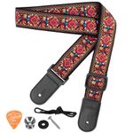 BestSounds Ukulele Strap, Jacquard Weave Adjustable Uke Mandolin Shoulder Straps for Adult & Kids, Ukulele Button Accessories… (Red)