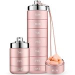 Mossime Metal Pill Organiser 7 Day Stackable Waterproof Travel Pill Box, Large Aluminum Alloy Pill Case Container, BPA Free Weekly Daily Medicine Organizer for Vitamin, Fish Oil, Supplement (Pink)