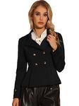 Allegra K Vintage Peplum Steampunk Jacket for Women's Lapel Collar Double Breasted Casual Office Blazer Black XL