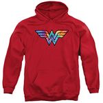 Wonder Woman - Mens Tie Dye Logo Pullover Hoodie, Medium, Red